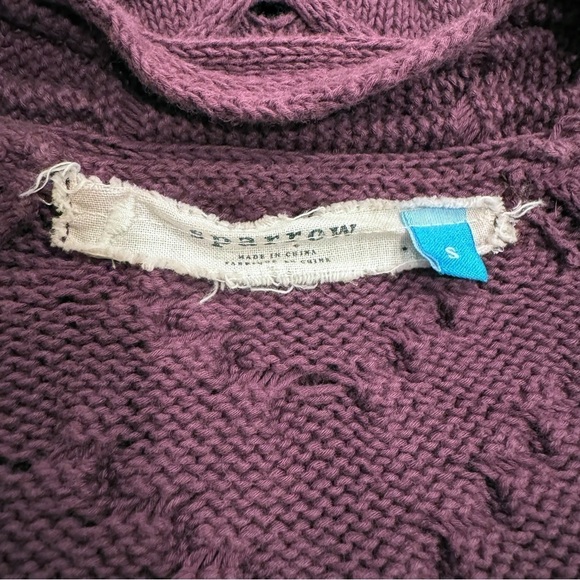 Anthropologie Sparrow | Open Knit Cardigan Purple Cotton Size Small - Picture 3 of 5